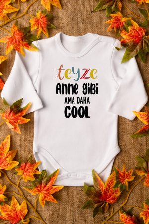 Teyze Anne Gibi Ama Daha Cool Uzun Kollu Çıtçıtlı Bebek Body Badi Zıbın 5608-U