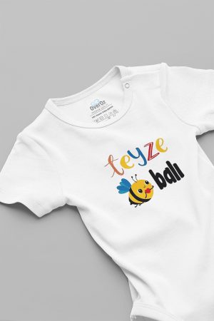 Teyze Balı Baskılı Kısa Kollu Çıtçıtlı Bebek Body Badi Zıbın Tulum 5609