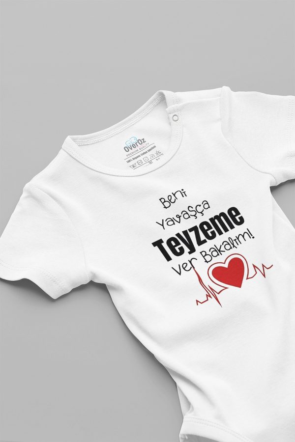 Beni Yavaşça Teyzeme Ver Baskılı Kısa Kollu Çıtçıtlı Bebek Body Badi Zıbın 5610