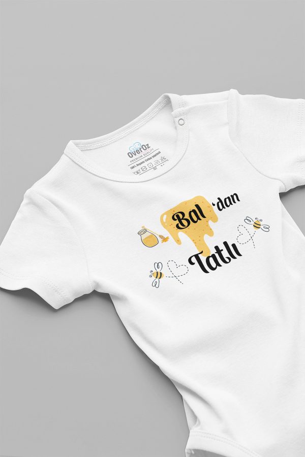 Baldan Tatlı Yazılı Kısa Kollu Çıtçıtlı Bebek Body Badi Zıbın Tulum 5617