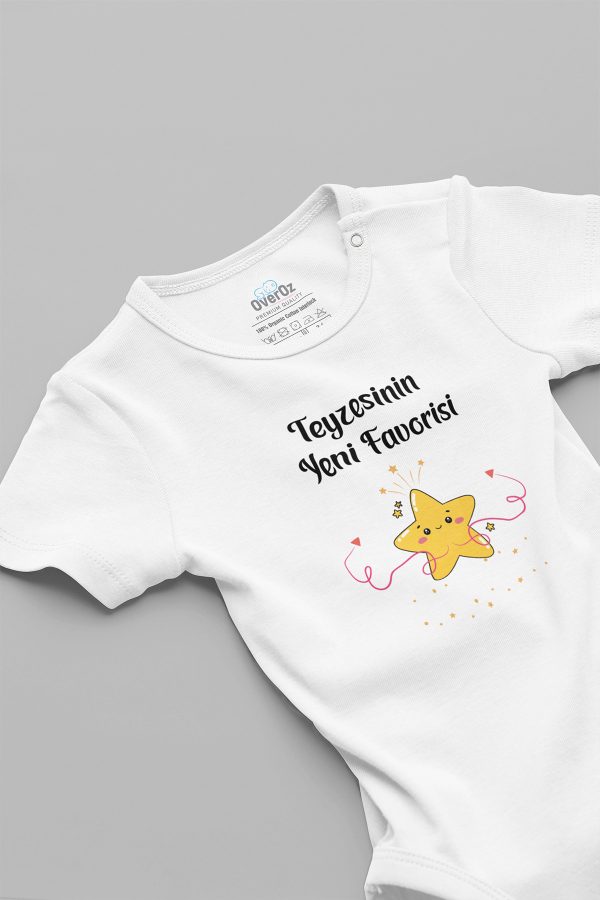 Teyzesinin Yeni Favorisi Yazılı Kısa Kollu Çıtçıtlı Bebek Body Badi Zıbın 5618