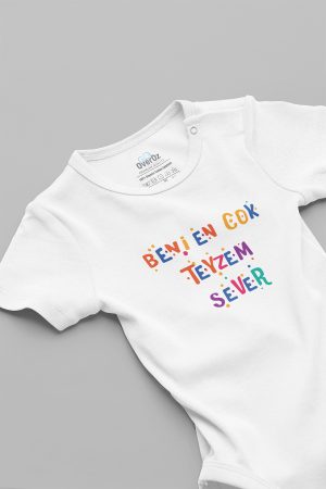Beni En Çok Teyzem Sever Baskılı Kısa Kollu Çıtçıtlı Bebek Body Badi Zıbın 5619