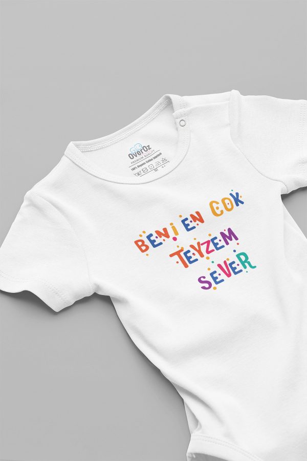 Beni En Çok Teyzem Sever Baskılı Kısa Kollu Çıtçıtlı Bebek Body Badi Zıbın 5619