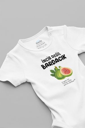 İzmir İncir Değil Bardacık Baskılı Çıtçıtlı Bebek Body Badi Zıbın Tulum 5631