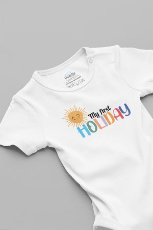 My First Holiday Ilk Tatilim Baskılı Çıtçıtlı Bebek Body Badi Zıbın Tulum 5633