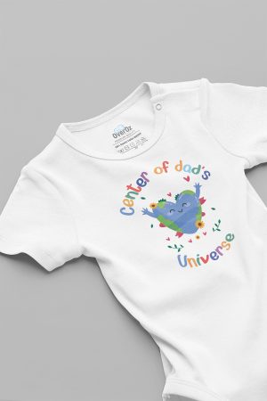 Center Of Dad's Universe Baba Baskılı Çıtçıtlı Bebek Body Badi Zıbın Tulum 5634