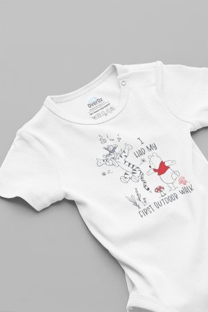 Winnie The Pooh İllk Yürüyüş Baskılı Çıtçıtlı Bebek Body Badi Zıbın Tulum 5640