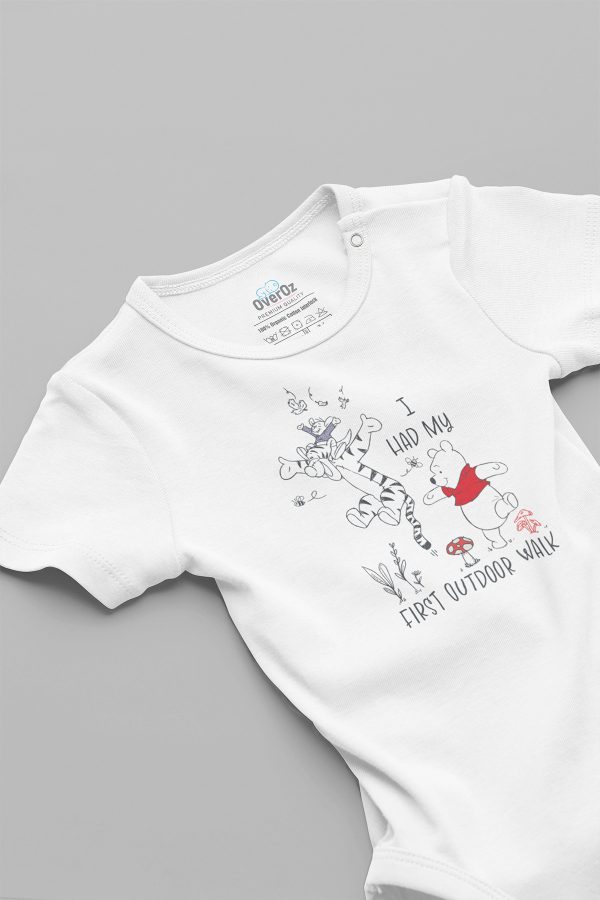 Winnie The Pooh İllk Yürüyüş Baskılı Çıtçıtlı Bebek Body Badi Zıbın Tulum 5640
