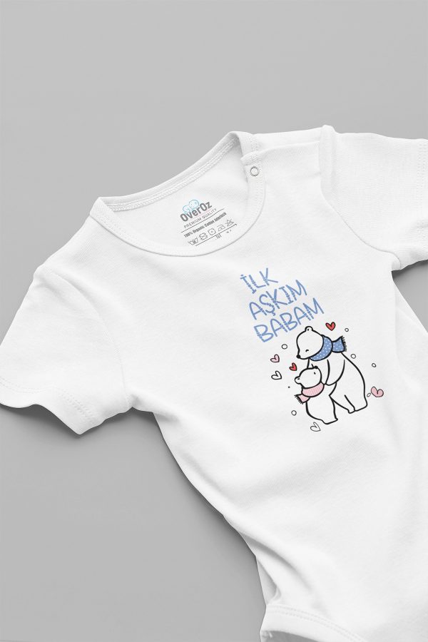 İlk Aşkım Babam Baskılı Çıtçıtlı Bebek Body Badi Zıbın Tulum 5646