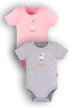 Fil Ve Tavşan 2'li Bebek Body Set Çıtçıtlı Badi Zıbın 5649-5650-P
