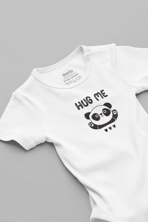 Hug Me Sarıl Bana Panda Baskılı Çıtçıtlı Bebek Body Badi Zıbın Tulum 5651