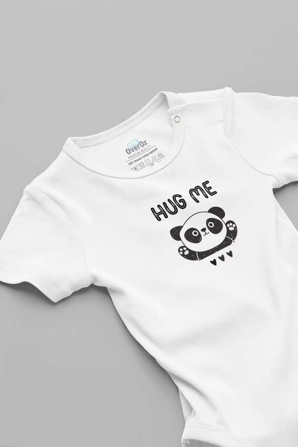 Hug Me Sarıl Bana Panda Baskılı Çıtçıtlı Bebek Body Badi Zıbın Tulum 5651