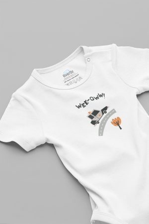 Polis Arabası Desenli Bebek Body Set Badi Çıtçıtlı Zıbın 5671