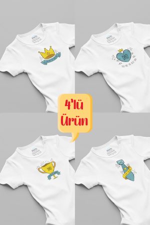 Daddy Baba 4'lü Bebek Body Set Badi Çıtçıtlı Zıbın Dörtlü 5675-5676-5677-5678