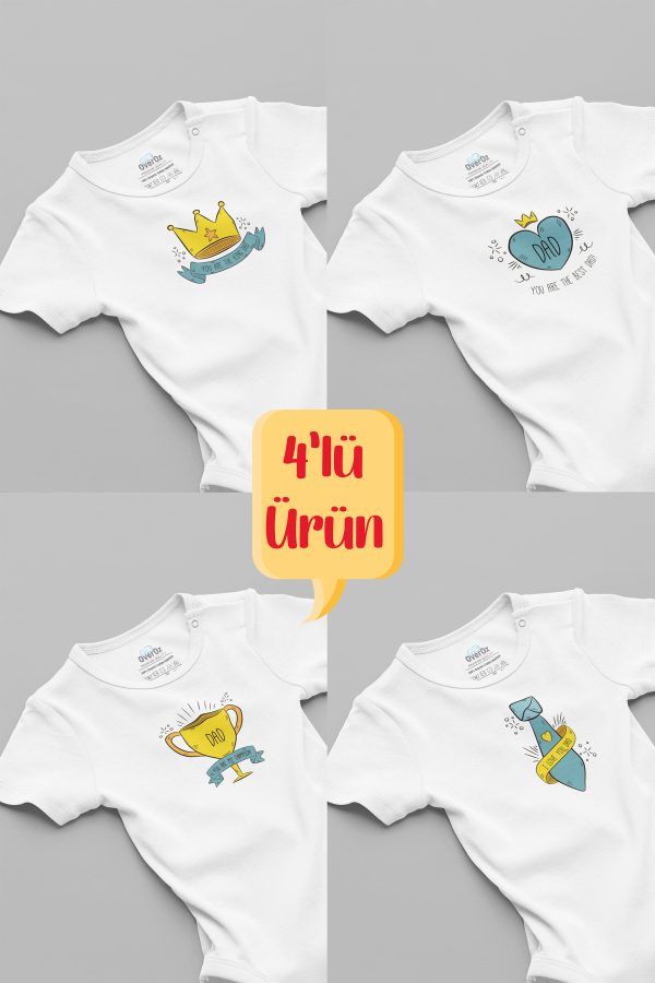 Daddy Baba 4'lü Bebek Body Set Badi Çıtçıtlı Zıbın Dörtlü 5675-5676-5677-5678