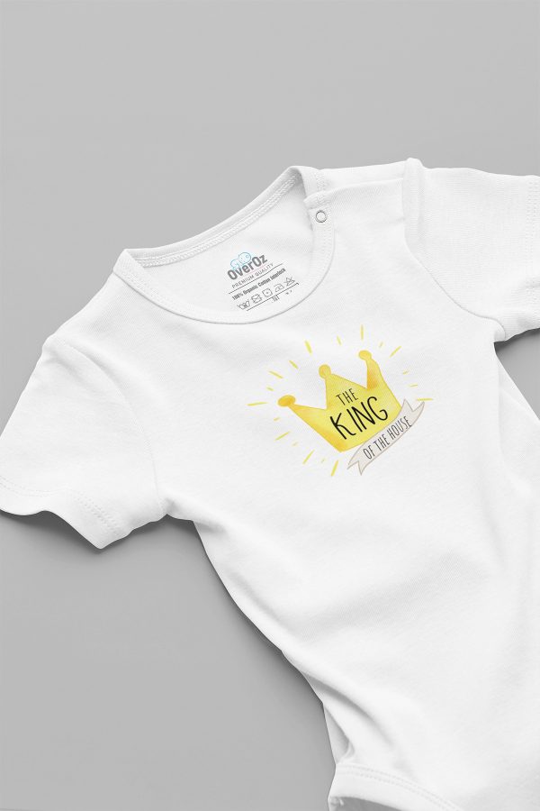 The King Evin Kralı Baskılı Çıtçıtlı Bebek Body Badi Zıbın Tulum 5679