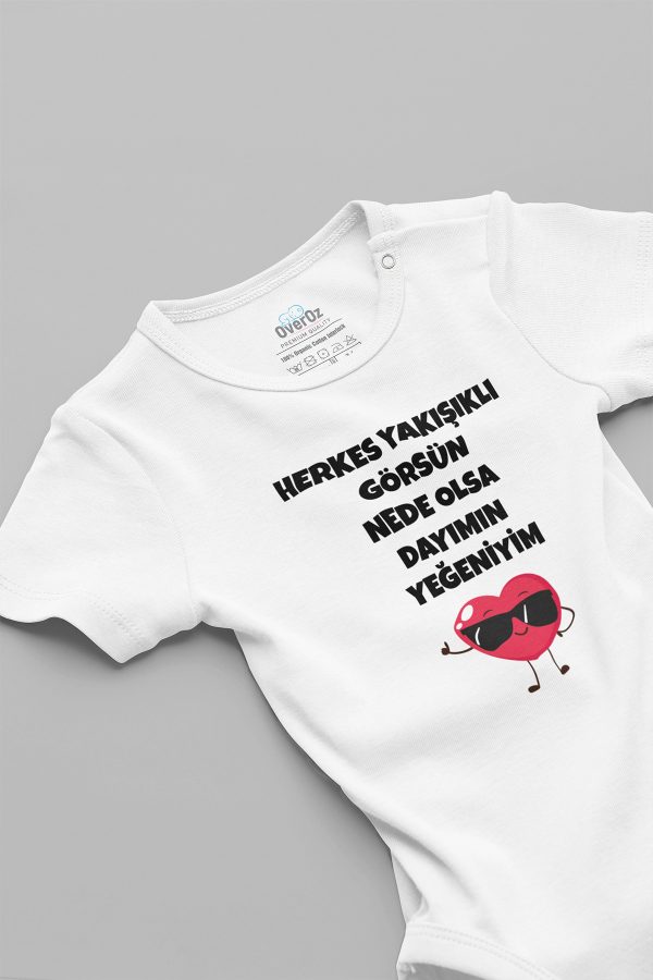 Yakışıklı Dayımın Yeğeniyim Baskılı Çıtçıtlı Bebek Body Badi Zıbın Tulum 5704