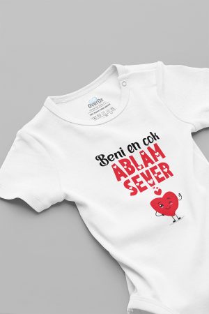 Beni En Çok Ablam Sever Baskılı Çıtçıtlı Bebek Body Badi Zıbın Tulum 5713