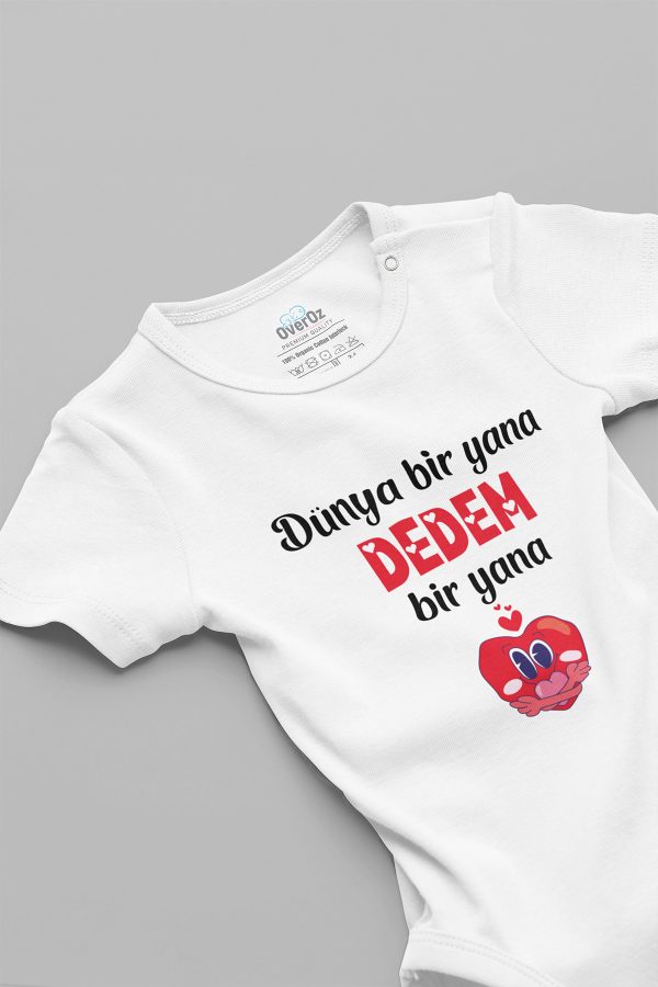 Dünya Bir Yana Dedem Bir Yana Yazılı Bebek Body Badi Çıtçıtlı Zıbın 5717