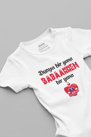 Dünya Bir Yana Babaannem Bir Yana Yazılı Bebek Body Badi Çıtçıtlı Zıbın 5721