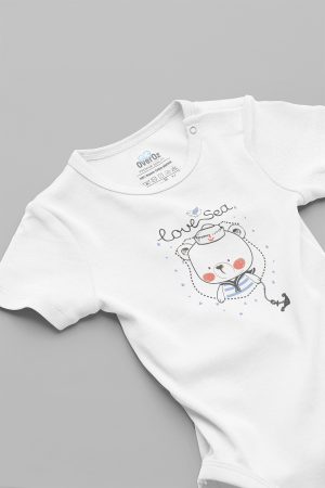 Love Sea Sevimli Ayı Baskılı Yazılı Bebek Body Bebek Badi Çıtçıtlı Zıbın 5723