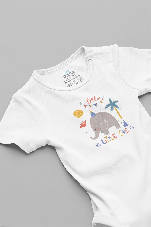 Little One Sevimli Fil Baskılı Yazılı Bebek Body Badi Çıtçıtlı Zıbın Tulum 5726