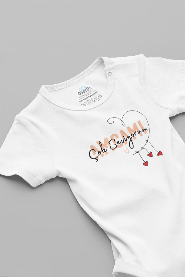 Amcamı Çok Seviyorum Yazılı Bebek Body Badi Çıtçıtlı Zıbın 5741