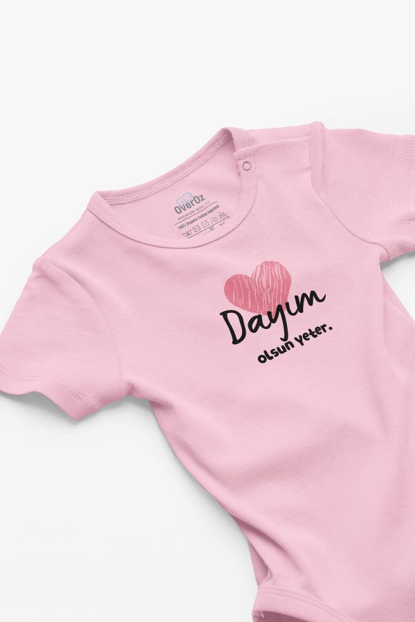 Dayım Olsun Yeter Kalp Baskılı Bebek Body Badi Çıtçıtlı Zıbın 5742-P