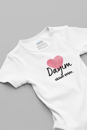Dayım Olsun Yeter Kalp Baskılı Bebek Body Badi Çıtçıtlı Zıbın 5742