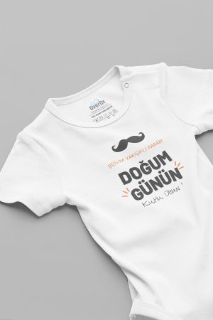 Doğum Günün Kutlu Olsun Baba Yazılı Bebek Body Badi Çıtçıtlı Zıbın 5743