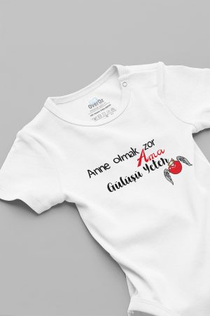 Anne Olmak Zor Ama Gülüşü Yeter Yazılı Bebek Body Badi Çıtçıtlı Zıbın 5748