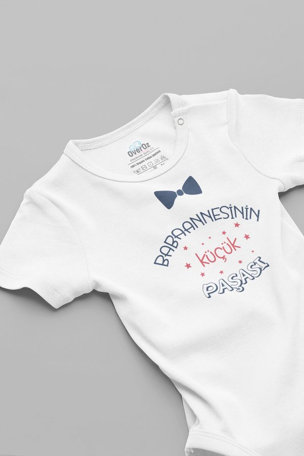 Babaannesinin Küçük Paşası Yazılı Bebek Body Badi Çıtçıtlı Zıbın 5756