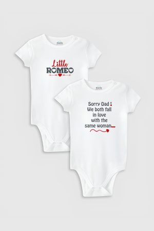 Little Romeo 2'li Bebek Body Set Beyaz Badi Çıtçıtlı Zıbın İkili 5758-5759