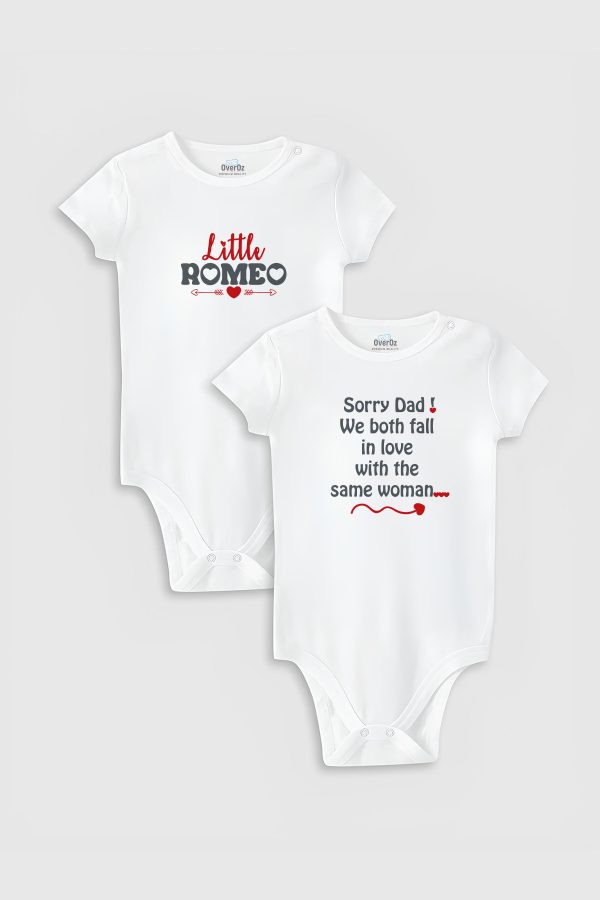Little Romeo 2'li Bebek Body Set Beyaz Badi Çıtçıtlı Zıbın İkili 5758-5759