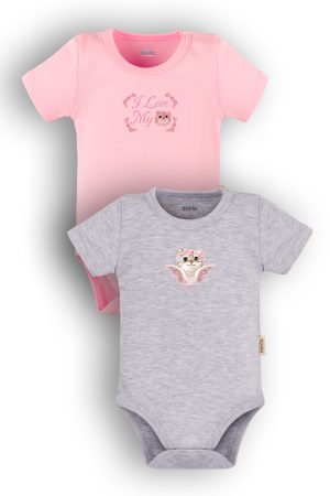 Cat Kedi Baskılı 2'li Bebek Body Set Badi Çıtçıtlı Zıbın 5764-5765-P