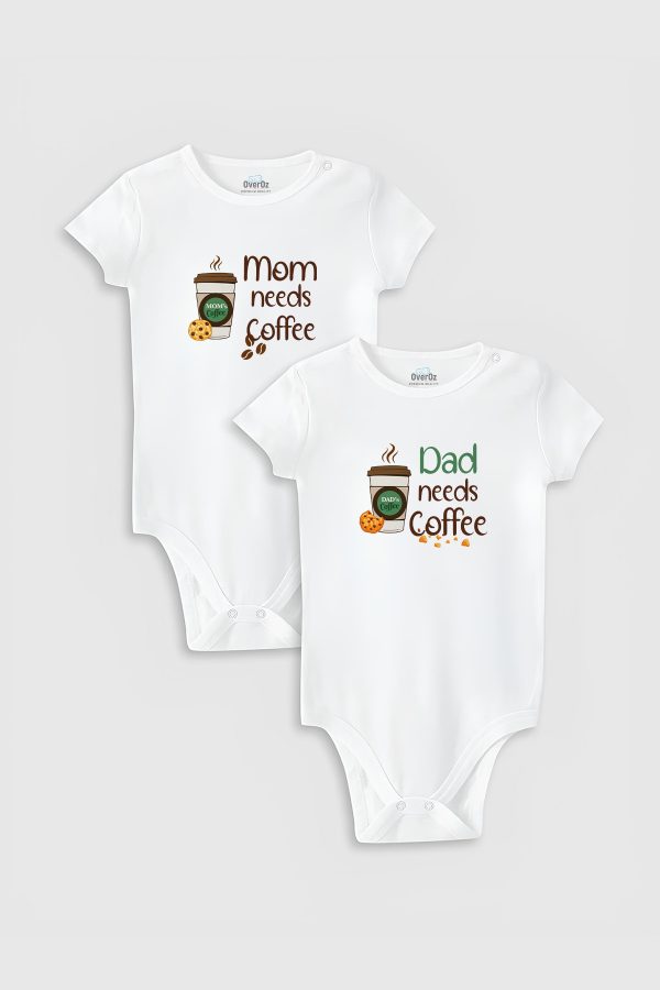 Coffee Anne Baba 2'li Bebek Body Set Beyaz Badi Çıtçıtlı Zıbın İkili 5770-5771