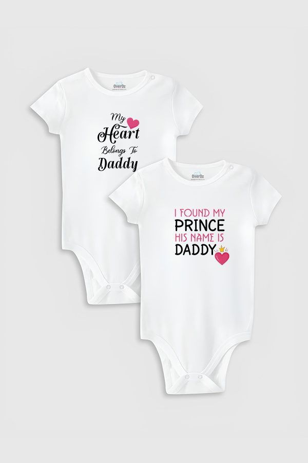Daddy Baba Baskılı 2'li Bebek Body Set Beyaz Badi Çıtçıtlı Zıbın İkili 5772-5773