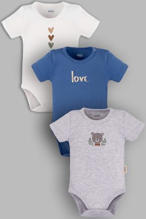 Love 3'lü Bebek Body Set Bebek Badi Çıtçıtlı Zıbın Üçlü 5777-5778-5779-M