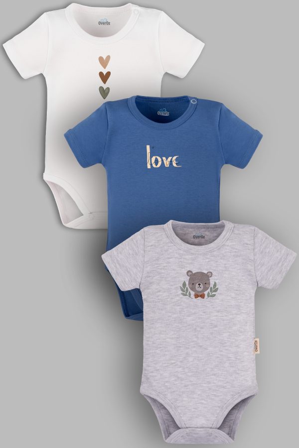 Love 3'lü Bebek Body Set Bebek Badi Çıtçıtlı Zıbın Üçlü 5777-5778-5779-M
