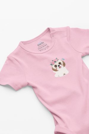 Köpek Baskılı Bebek Body Kısa Kolllu Badi Zıbın 5781-P