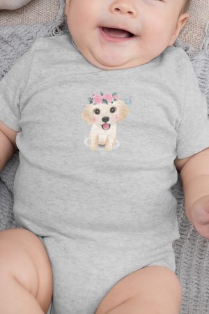 Köpek Baskılı Bebek Body Kısa Kolllu Badi Zıbın 5783-G