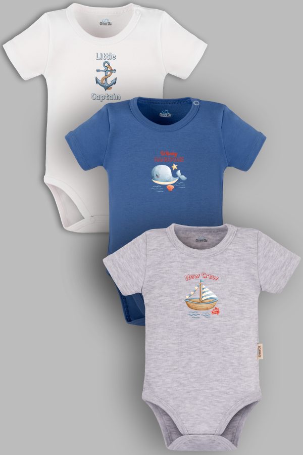 Kaptan 3'lü Bebek Body Set Bebek Badi Çıtçıtlı Zıbın Üçlü 5793-5794-5795-M