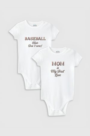 Baseball Anne 2'li Bebek Body Set Beyaz Badi Çıtçıtlı Zıbın ikili 5796-5797