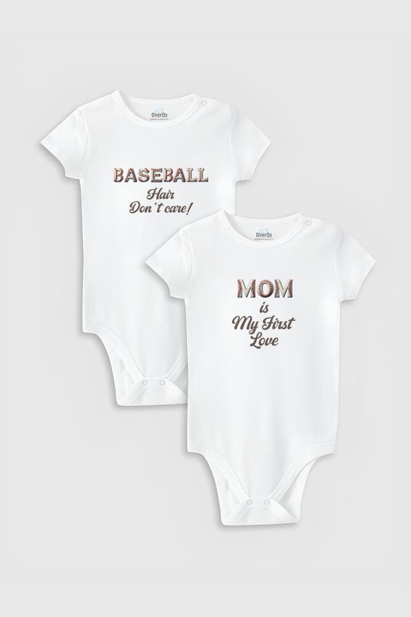 Baseball Anne 2'li Bebek Body Set Beyaz Badi Çıtçıtlı Zıbın ikili 5796-5797