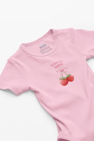 Çilek Baskılı Bebek Body Kısa Kollu Badi Zıbın 5798-P