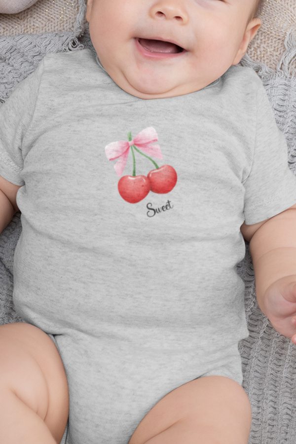 Çilek Baskılı Bebek Body Kısa Kollu Badi Zıbın 5799-G