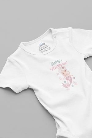 Daddy's Mermaid Denizkızı Baskılı Bebek Body Beyaz Badi Çıtçıtlı Zıbın 5801