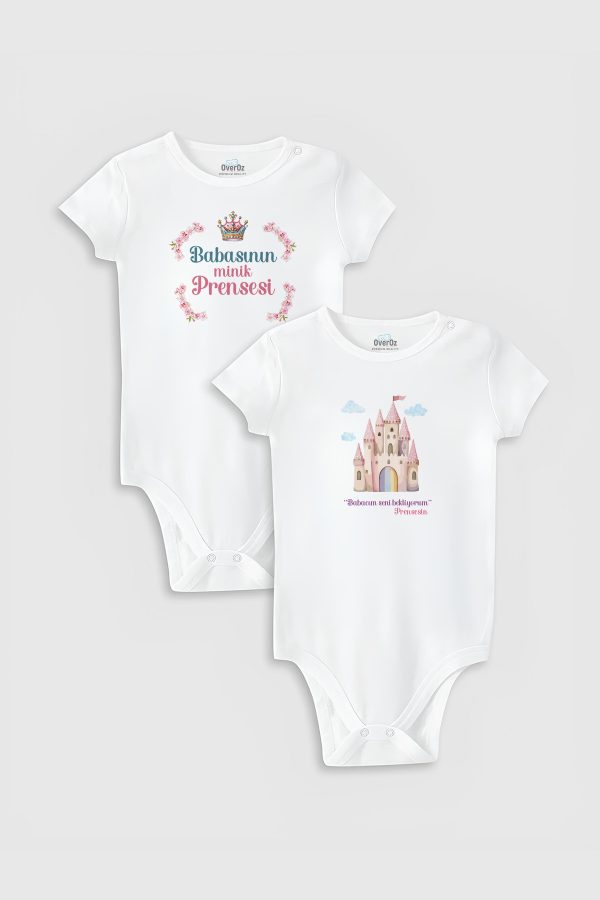 Babasının Prensesi 2'li Bebek Body Set Badi Çıtçıtlı Zıbın İkili 5803-5804