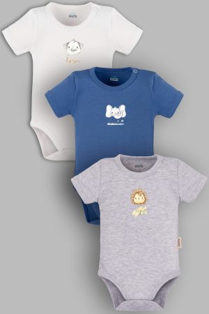 Aslan 3'lü Bebek Body Set Badi Çıtçıtlı Zıbın Üçlü 5805-5806-5807-M