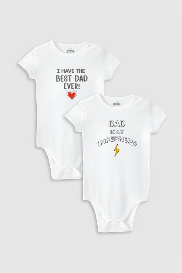 Best Dad Baba Baskılı 2'li Bebek Body Set Badi Çıtçıtlı Zıbın İkili 5815-5816